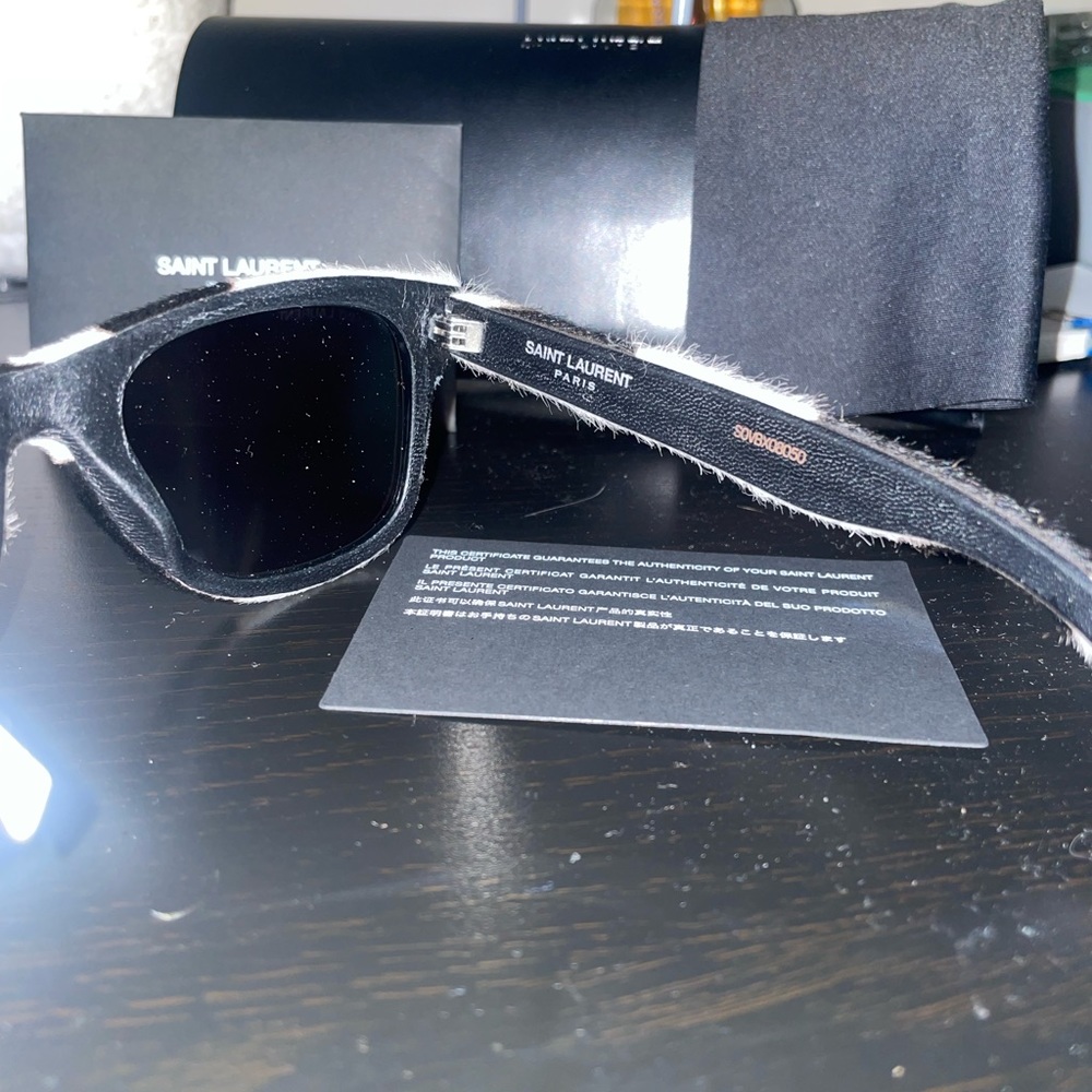 Saint Laurent Cow Print Sunglasses NEW / NEVER WORN - Picture 2 of 3